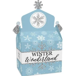 Big Dot of Happiness Winter Wonderland - Treat Box Party Favors - Snowflake Holiday Party and Winter Wedding Goodie Gable Boxes - Set of 12