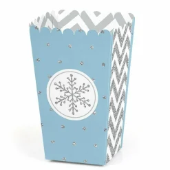 Big Dot of Happiness Winter Wonderland - Snowflake Holiday Party and Winter Wedding Popcorn Treat Boxes - Set of 12