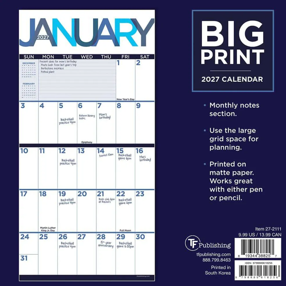 2027 Big Print Mini Calendar