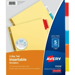 Big Tab™ Insertable Dividers, Buff Paper, 5-Tab Set, Multicolor