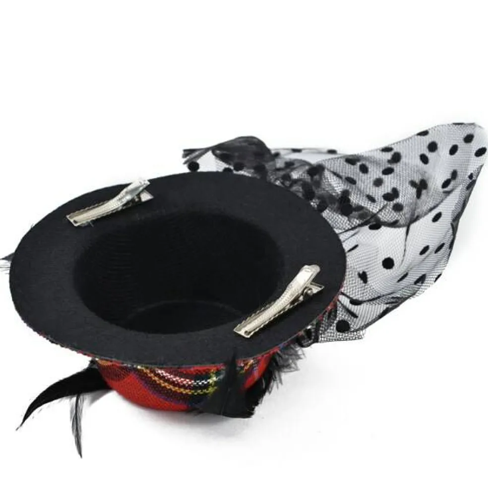 Bijou Plaid Fascinator Mini Top Hat