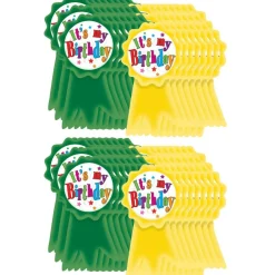 Birthday Ribbons Wear 'Em Badges, 16 Per Pack, 6 Packs
