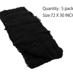 Biubee 5 Pack Halloween Decor Creepy Gauze Cloth- Black Scary Fabric Spooky Halloween Decorations Indoor Outdoor for Home Wall Haunted House Party Yard Doorway Tree Decor (30'' × 72")