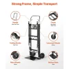 Black Alloy Steel Folding Hand Truck with 2/4-Wheel Modes & Telescopic Handle
