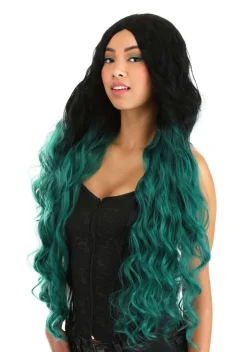 Black and Green Ombre Long Wavy Wig