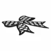 Black and White Check Bow Embroidered Iron-On & Adhesive Patch by Make Market®