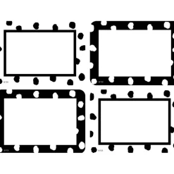 Black and White Painted Dots Name Tags/Labels - Multi-Pack - Pack of 36