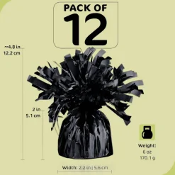 Black Balloon Weights, Heavy Balloon Weight Pack of 12 Metallic Foil Weights for Balloons, Birthday Party & Wedding Table Centerpiece Ballon Weight 4.8’’ DIY Ballon Weights for Helium Balloons