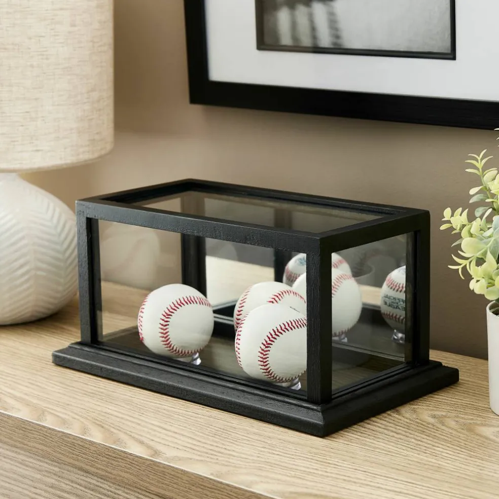 Black 3 Baseball Display Case with Mirror Back by Studio Décor®