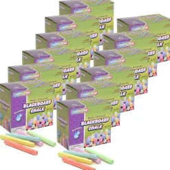 Blackboard Chalk, 5 Assorted Colors, 3/8" x 3-1/4", 60 Pieces Per Pack, 12 Packs