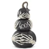 14.75" Black BOO Pumpkin Stack with Skeleton Hands – Halloween Tabletop Decor