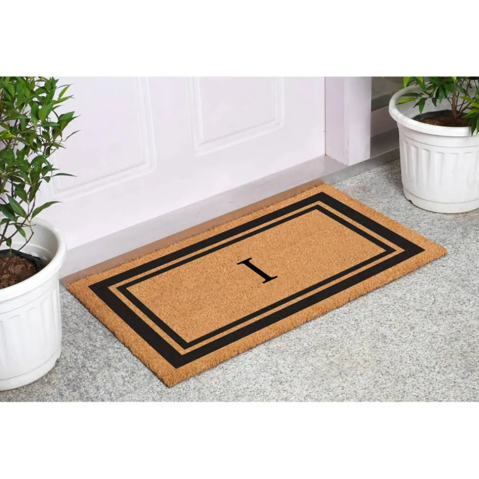 Black Border Monogram Doormat