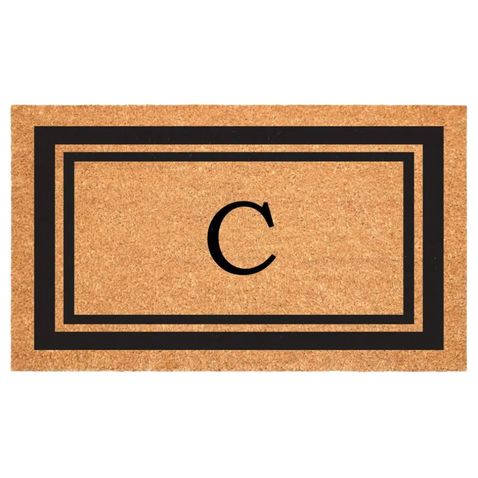 Black Border Monogram Doormat