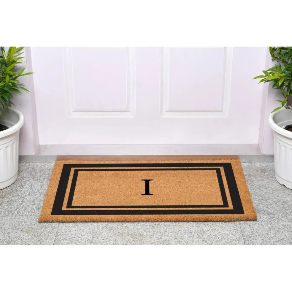 Black Border Monogram Doormat