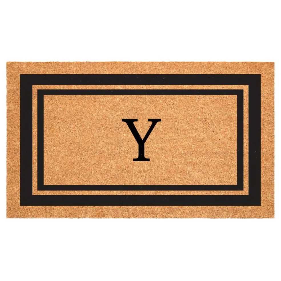 Black Border Monogram Doormat