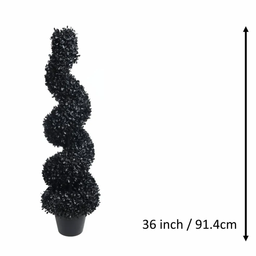 Black Boxwood Spiral UV Resistant Topiary by Ashland®