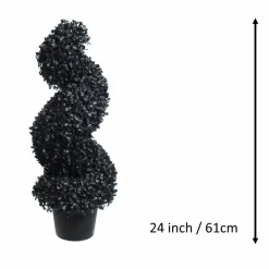 Black Boxwood Spiral UV Resistant Topiary by Ashland®