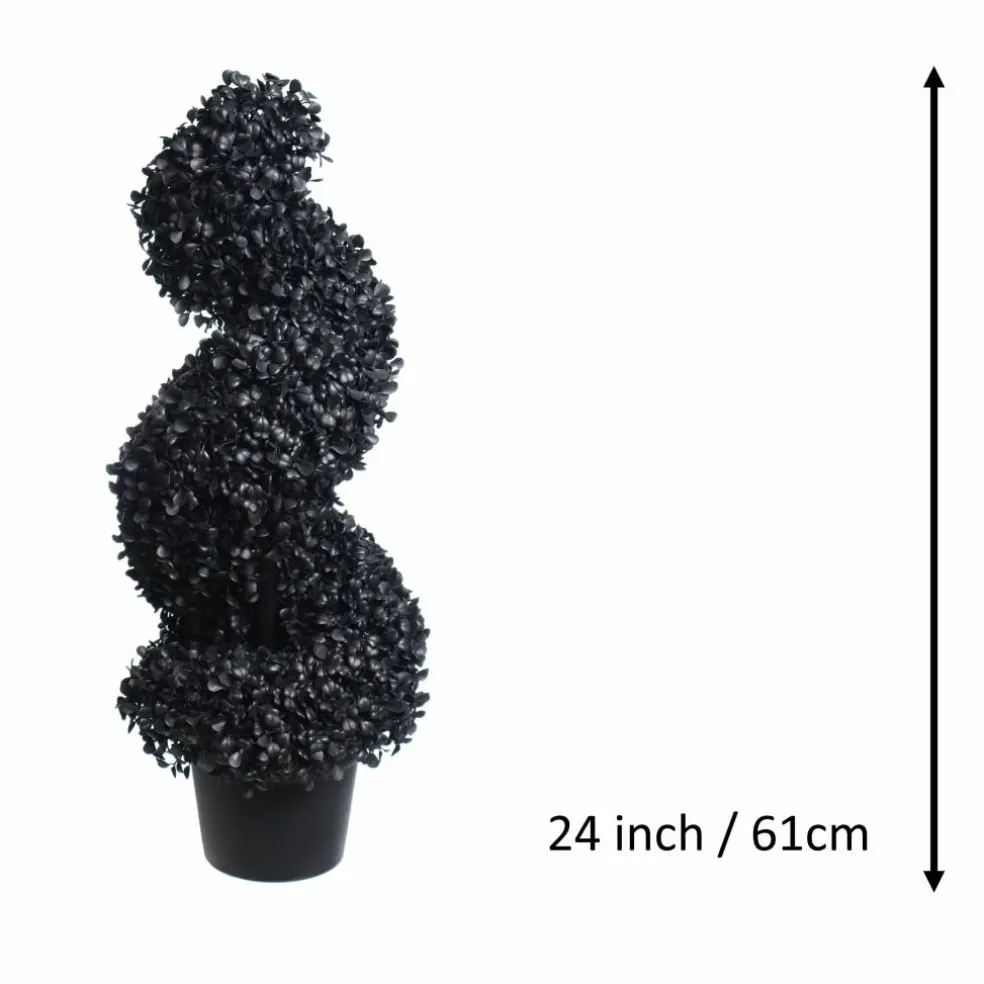 Black Boxwood Spiral UV Resistant Topiary by Ashland®