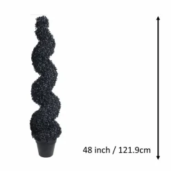 Black Boxwood Spiral UV Resistant Topiary by Ashland®