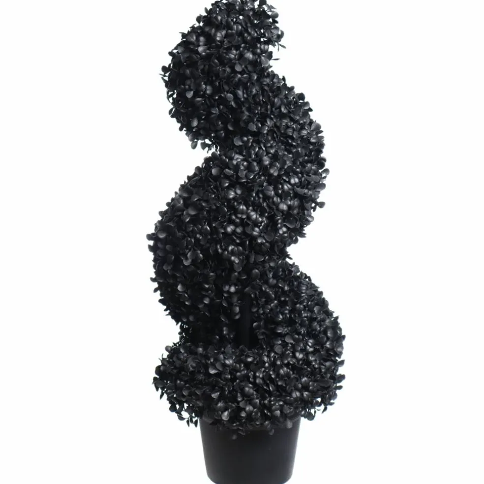 Black Boxwood Spiral UV Resistant Topiary by Ashland®