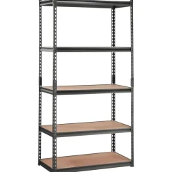 Black Carbon Steel Adjustable 5-Tier Garage Storage Rack with MDF Shelves