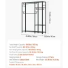 Black Carbon Steel 6-Tier Wardrobe Rack with Hanging Rods and Hooks