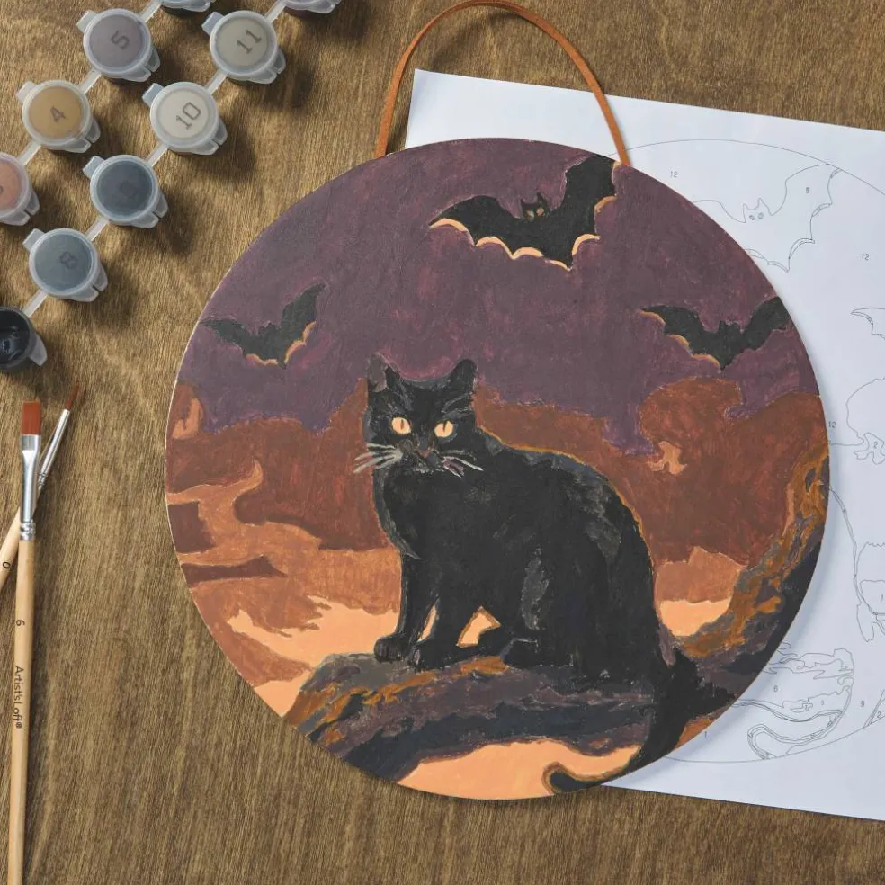 8" Black Cat Paint-by-Number Plywood Surface Kit by Artist's Loft®