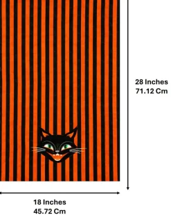 Black Cat Striped Tea Towel by Makery™