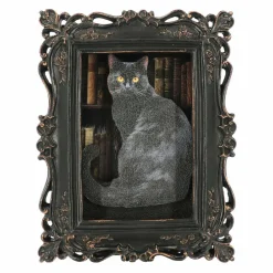 7.75" Black Cat Tabletop Block in Ornate Frame by Ashland®