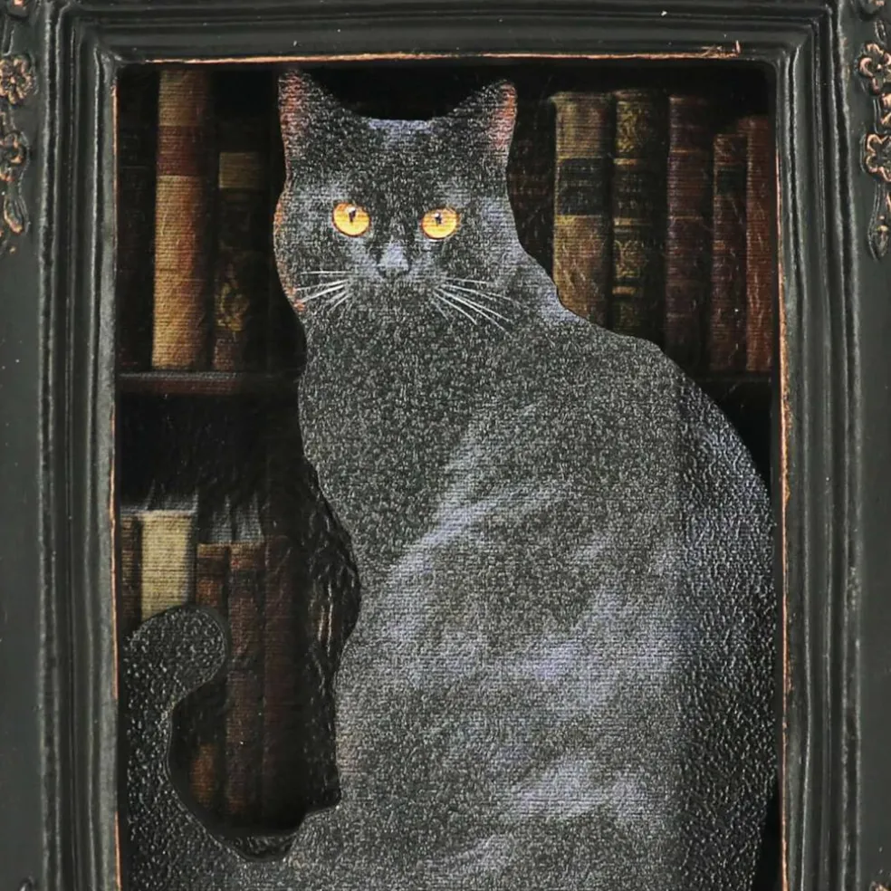 7.75" Black Cat Tabletop Block in Ornate Frame by Ashland®