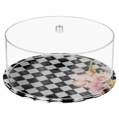 Black Chic Checkered Lucite Cake Dome