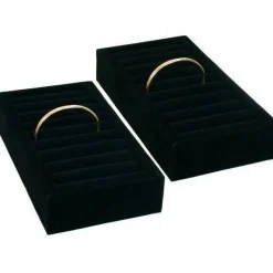 2 Black Cuff Bangle Bracelet Watch Insert Display Trays