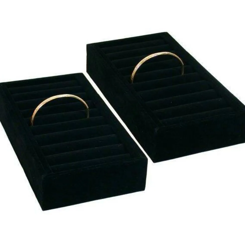 2 Black Cuff Bangle Bracelet Watch Insert Display Trays