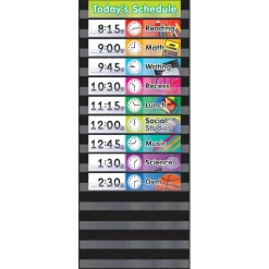 Black Daily Schedule Pocket Chart with Cards