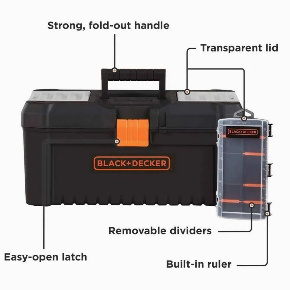 Black & Decker 10-Compartment 16 in. Toolbox and Organizer