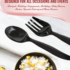 Black Disposable Plastic Serving Flatware Set (150 Pairs)