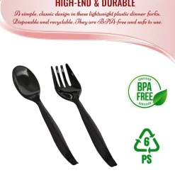 Black Disposable Plastic Serving Flatware Set (150 Pairs)