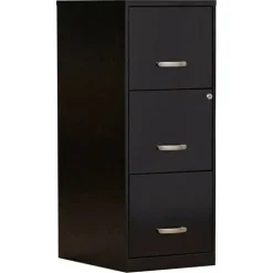 Black 3-Drawer Steel Filing Cabinet with Vertical Design and Locking Drawers for Office