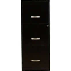 Black 3-Drawer Steel Filing Cabinet with Vertical Design and Locking Drawers for Office