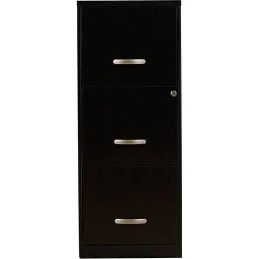 Black 3-Drawer Steel Filing Cabinet with Vertical Design and Locking Drawers for Office