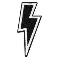 Black Embroidered Lightning Bolt Iron-On & Adhesive Patch by Make Market®