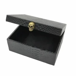 Black Faux Crocodile Embossed Decorative Box with Skull by Ashland®