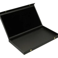 Black Faux Leather Jewelry Case w/ 1 White 72-slot Foam Insert (Snap close lid)