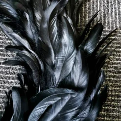 Black Feather Wreath - 14.9'' Natural Cocktail Feather Wreath, Halloween Photo Props, Front Door Decor Witch Spooky Scene Party Decorations