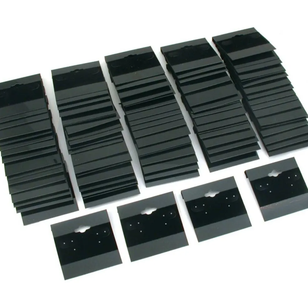 100 Black Flocked Hanging Earring Cards For Revolving Rotating Displays 2" X 2"