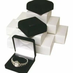 12 Black Flocked Watch & Bracelet Jewelry Gift Boxes