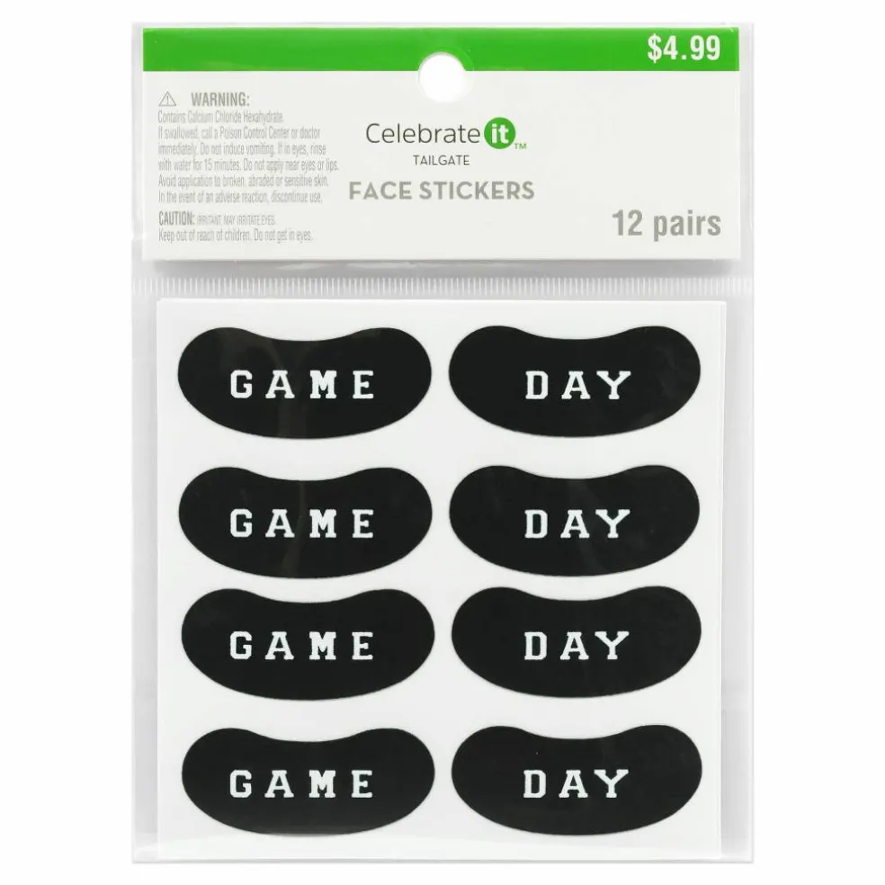 Black Game Day Face Stickers Pack by Celebrate It™
