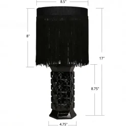 17" Black Glass Lamp with Fringe Shade by Ashland®