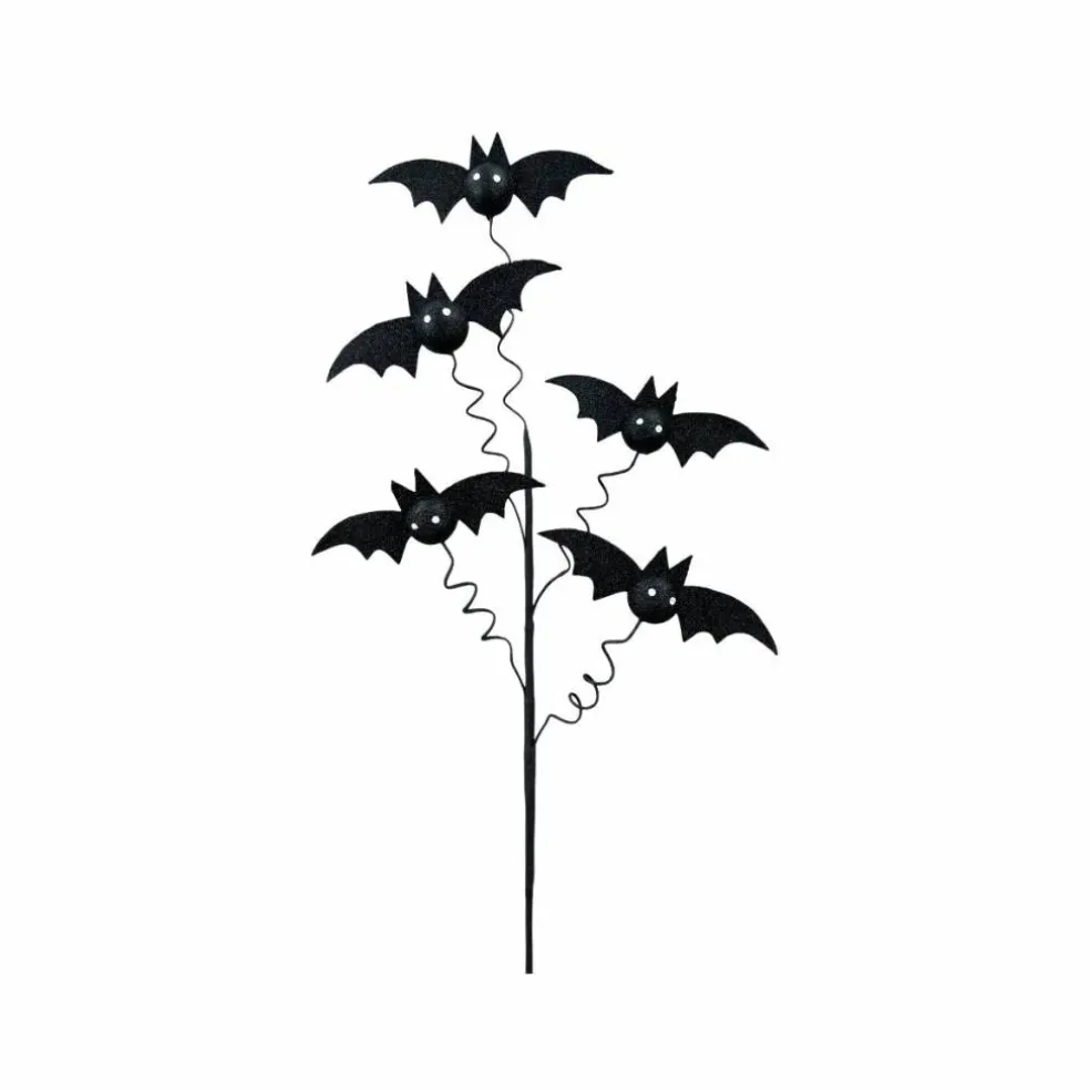 Black Glitter Bat Spray — 24 Inch Halloween Wreath Pick-57439BK