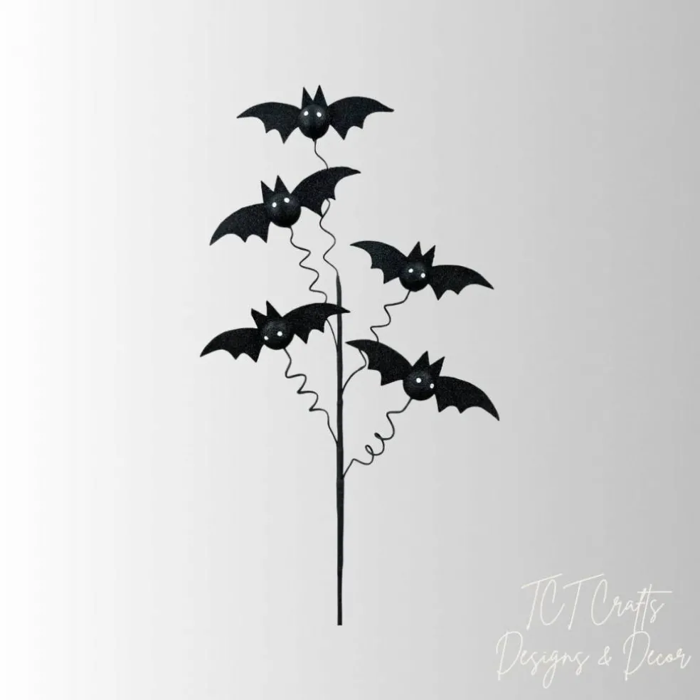 Black Glitter Bat Spray — 24 Inch Halloween Wreath Pick-57439BK